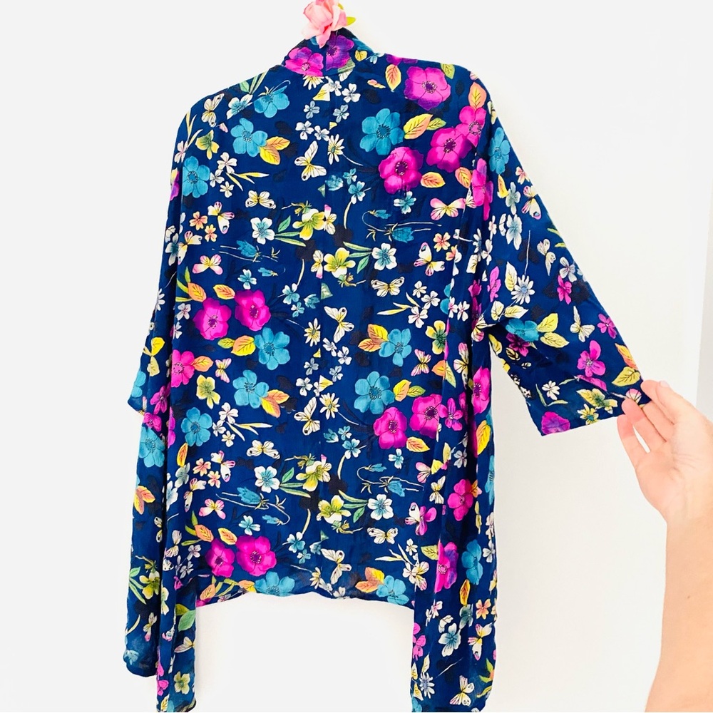 💕Pretty Floral Butterfly Print Kimono Cardigan SZ M
